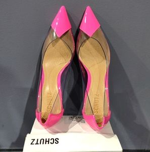 SCHUTZ Garthy Neon Pink Vinyl Cinderella Shoes